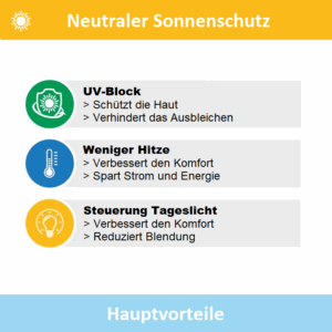 Hauptvorteile neutrale Sonnenschutzfolie