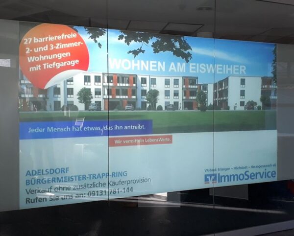 Selbstklebende Rückprojektionsfolie Nahaufnahme