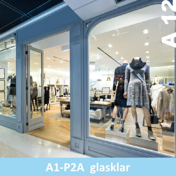 Einbruchschutzfolie A 12 glasklar auf einer Schaufensterscheibe Einbruchschutzfolie A 12 glasklar auf einer Schaufensterscheibe