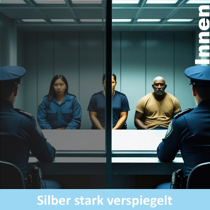 Spionspiegelfolie Silber verspiegelt Innenverlegung